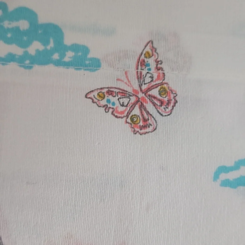 Your Zone Parisian Inspired H Tower Butterflies Cotton Twin XL Flat Sheet